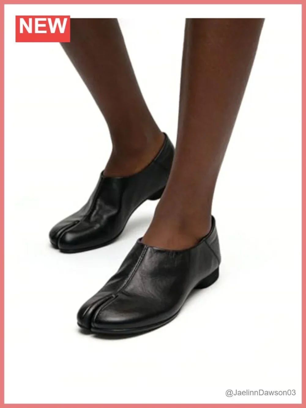 Faux Leather Split Toe Tabi Loafers Women's Slip-On Chunky Low Heel 2-Way